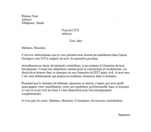 Exemple de lettre de motivation : IUT en gÃ©nie civil | Exemples de CV