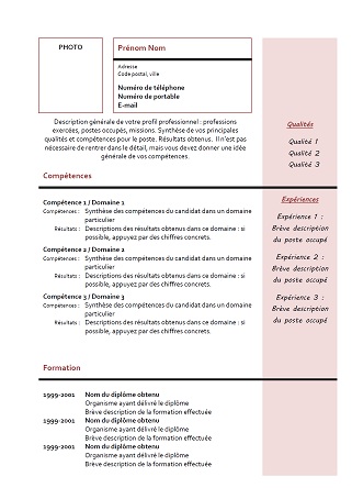 Modèle de CV mixte nº2 – bordeaux : Exemples de CV